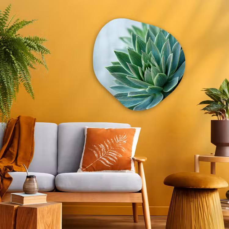 Organisch schilderij - Glas - Vetplant - Bladeren - Groen - Wazig — 3