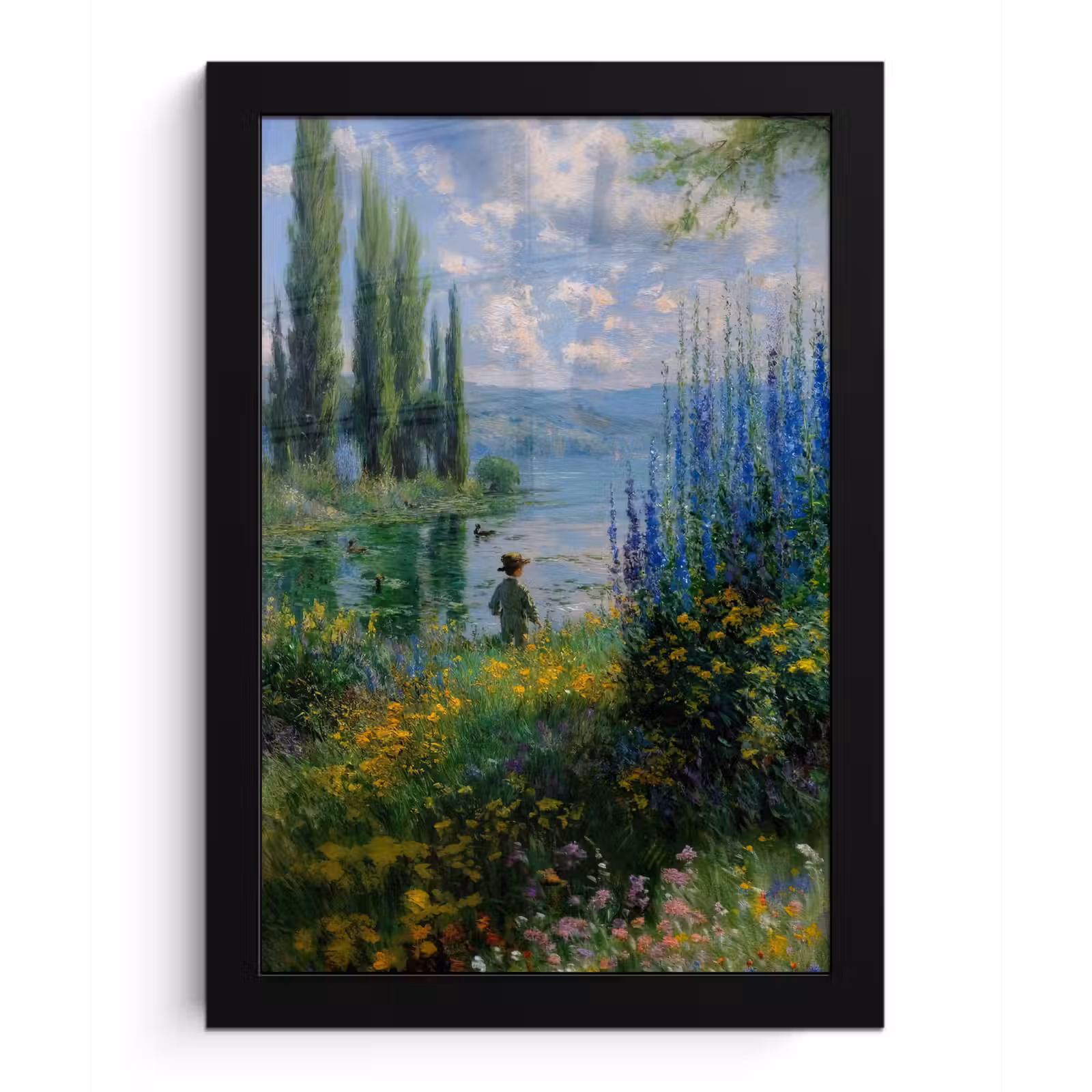 Poster met lijst - Bloemen - Meer - Bergen - Groen — 1
