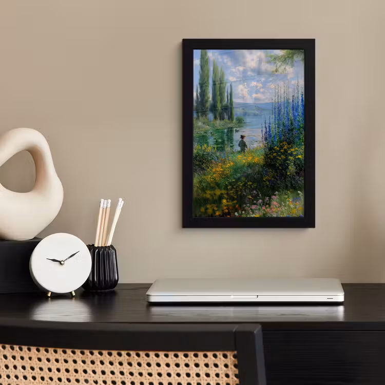 Poster met lijst - Bloemen - Meer - Bergen - Groen — 2