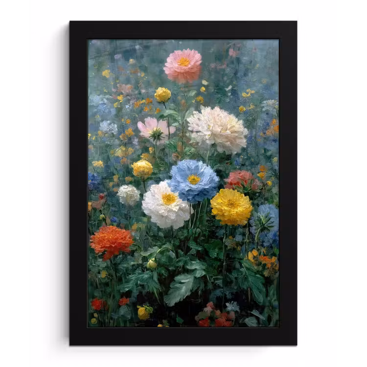 Poster met lijst - Close-up - Veld - Bloemen - Kleurrijk — 1