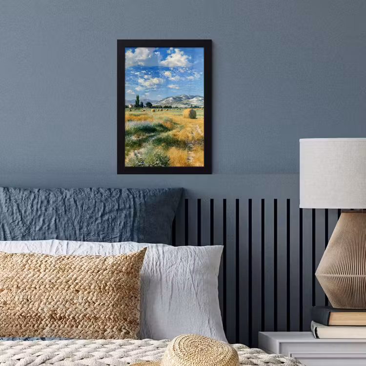 Poster met lijst - Landschap - Strobalen - Bergen - Wolken — 3