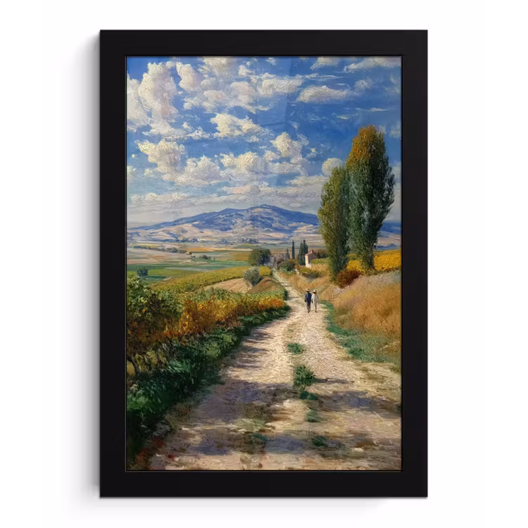 Poster met lijst - Mensen - Wandelen - Zandpad - Velden — 1