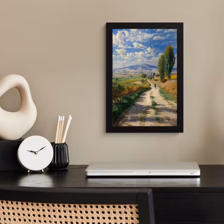 Poster met lijst - Mensen - Wandelen - Zandpad - Velden — 2