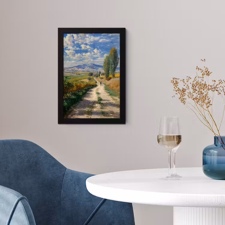 Poster met lijst - Mensen - Wandelen - Zandpad - Velden — 4