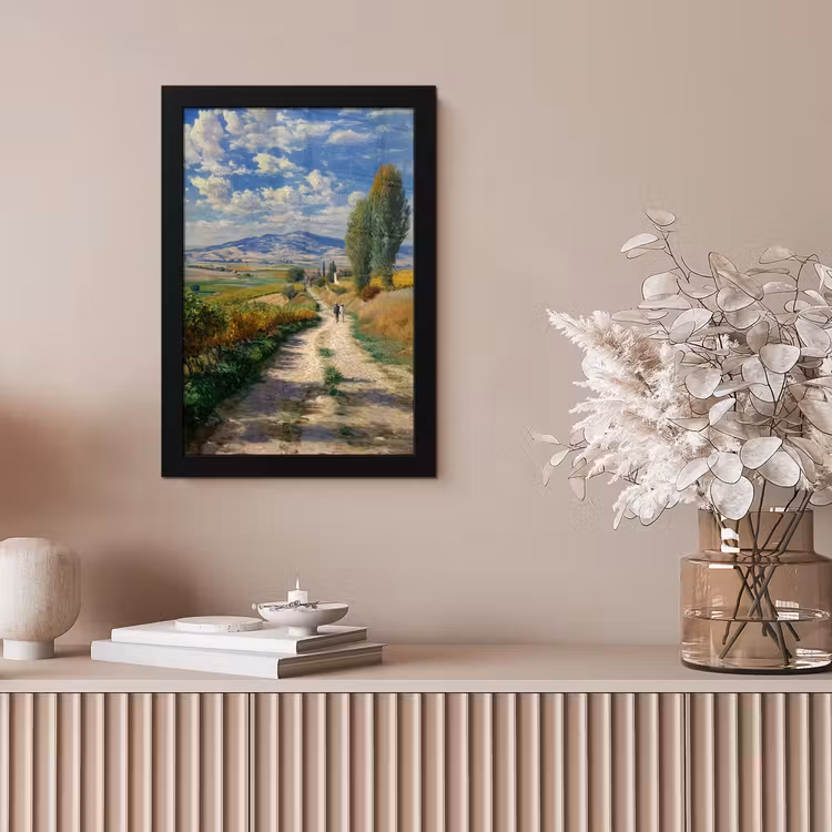 Poster met lijst - Mensen - Wandelen - Zandpad - Velden — 5
