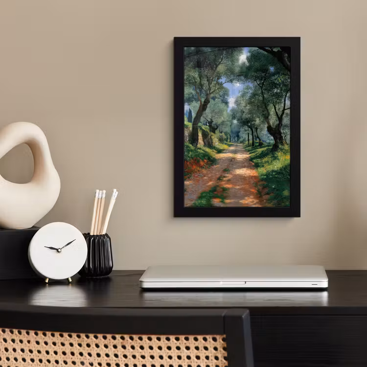 Poster met lijst - Pad - Bomen - Schaduw - — 2