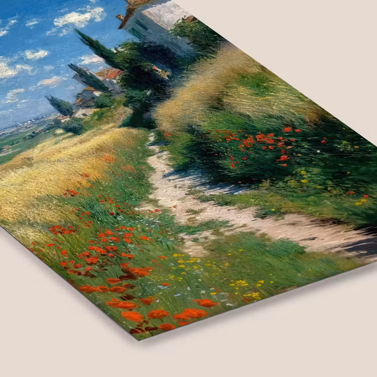 Poster met lijst - Zandpad - Huis - Bomen - Grasveld — 7