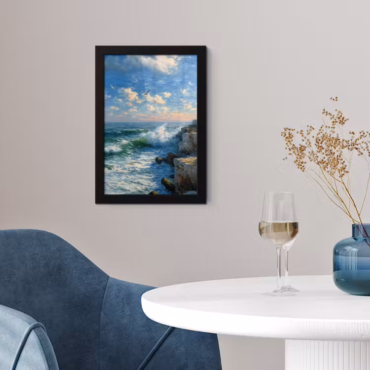 Poster met lijst - Zee - Golven - Rotsen - Meeuwen — 4