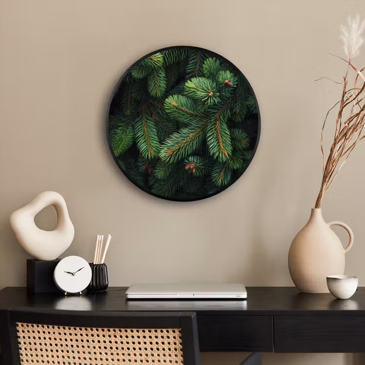 Ronde fotolijst - Sparrentakken - Knoppen - Naalden - Groen — 3
