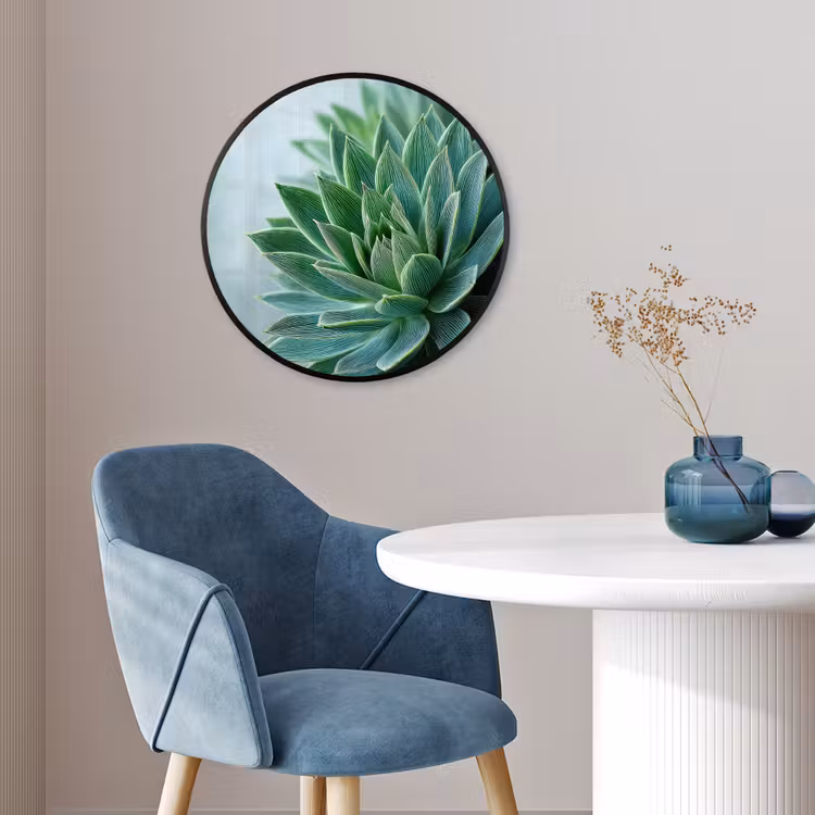 Ronde fotolijst - Vetplant - Bladeren - Groen - Wazig — 4