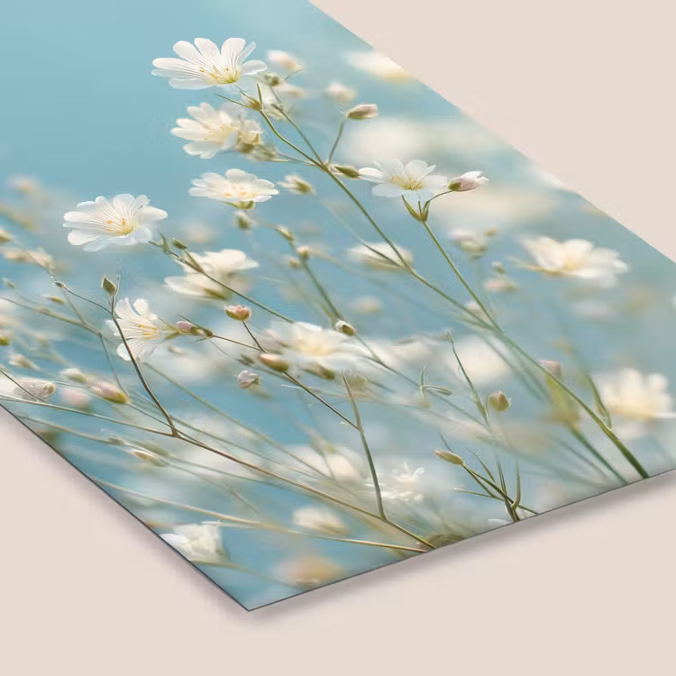 Poster met lijst - Stängel – Blumen – Luft – Weiß — 7