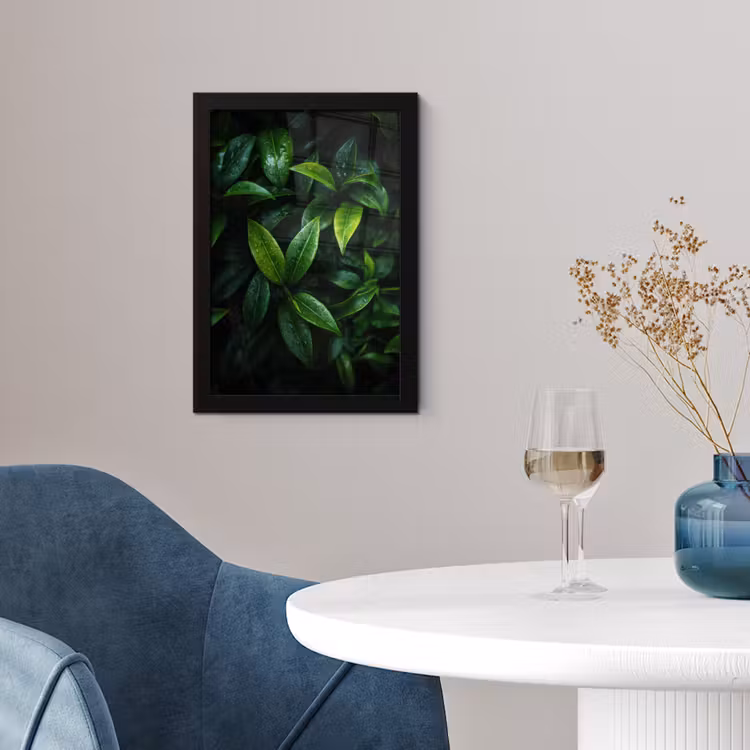 Poster met lijst - Bladeren - Regendruppels - Licht - Groen — 4