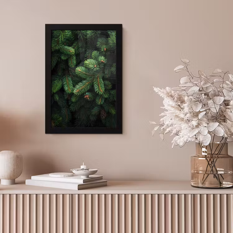 Poster met lijst - Sparrentakken - Knoppen - Naalden - Groen — 5