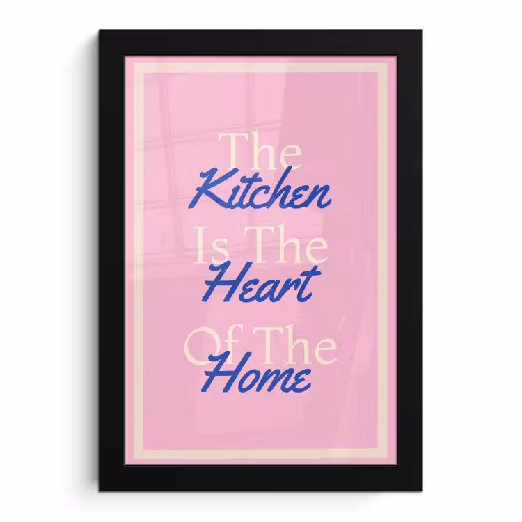 Poster met lijst - Tekst - Blauw - Keuken - Kader — 1