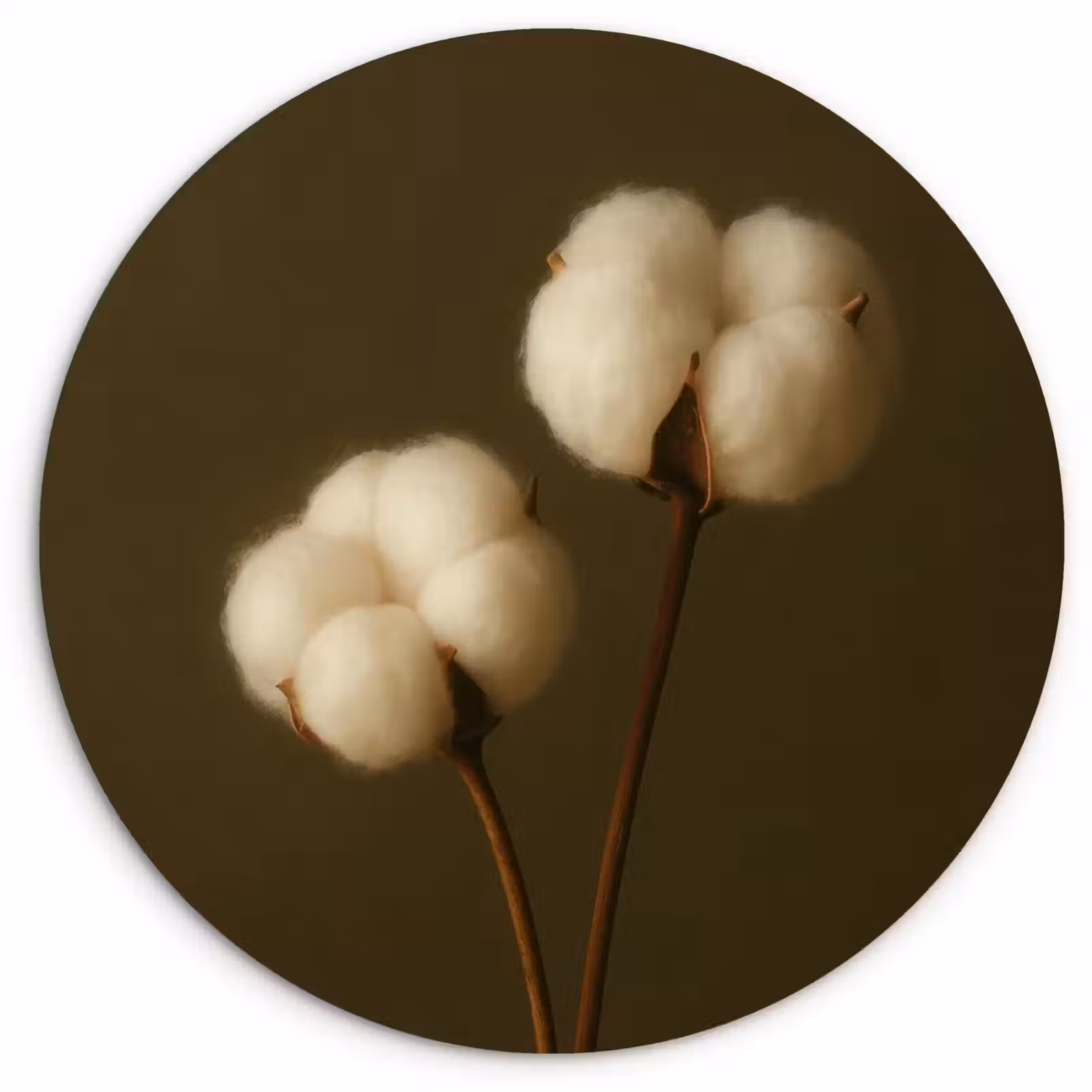 Muurcirkel glas - Takken - Katoen - Wit - Bollen — 1