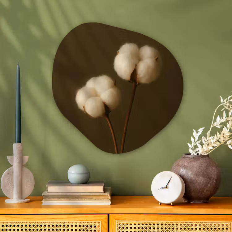 Organisch schilderij - Glas - Takken - Katoen - Wit - Bollen — 2