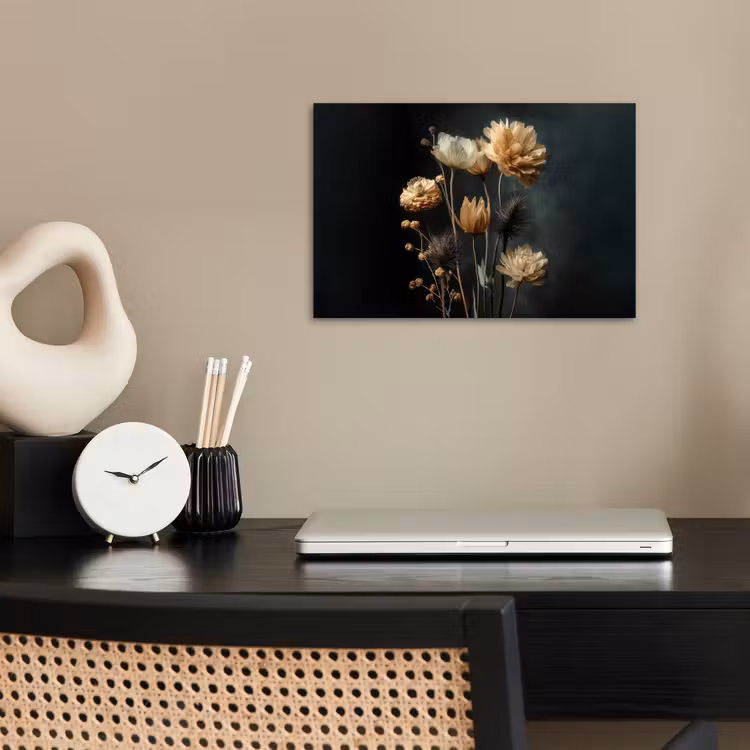 Poster – Boeket - Bloemen - Licht - Zwart — 2