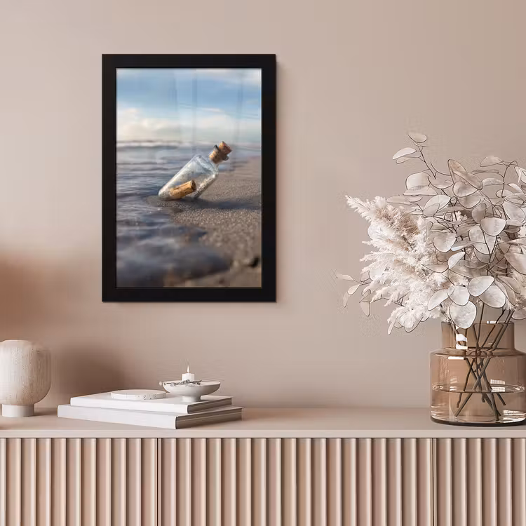 Poster met lijst - Glazenfles - Post - Zee - Zand — 5
