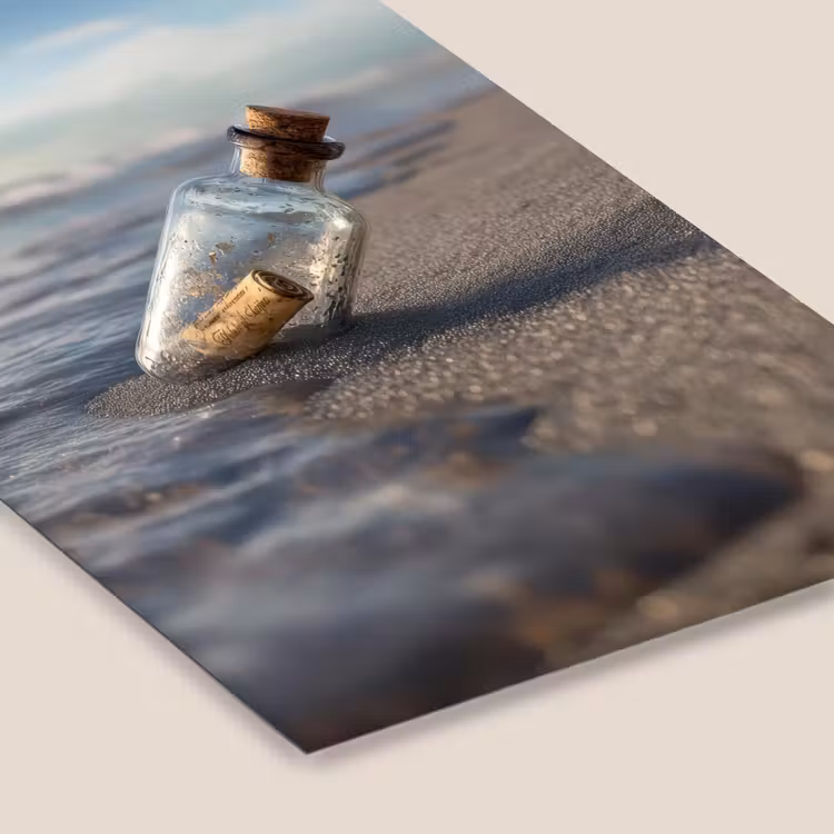 Poster met lijst - Glazenfles - Post - Zee - Zand — 7