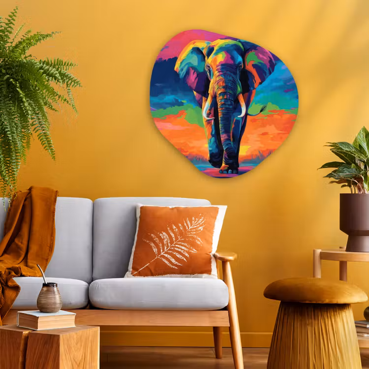 Organisch schilderij - Glas - Olifant - Kleurrijk - Lucht - Abstract — 3