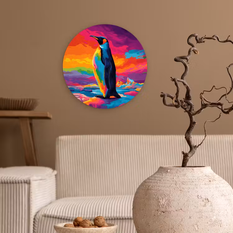 Muurcirkel glas - Ijsschots - Pinguïn - Abstract - Lucht — 2