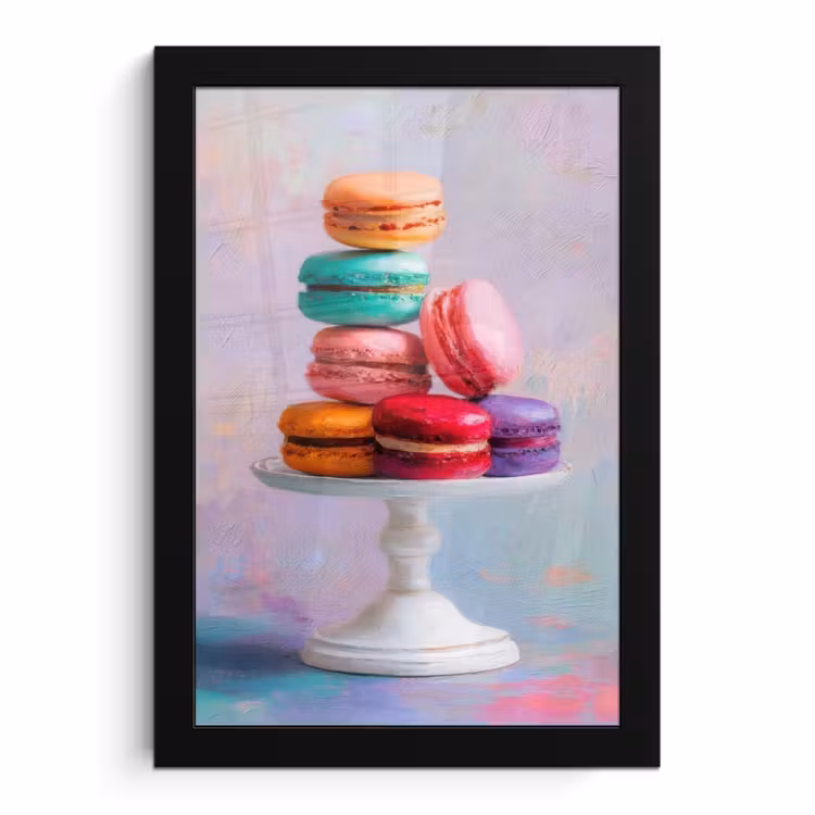 Poster met lijst - Macarons - Schaal - Pastel - Kleurrijk — 1