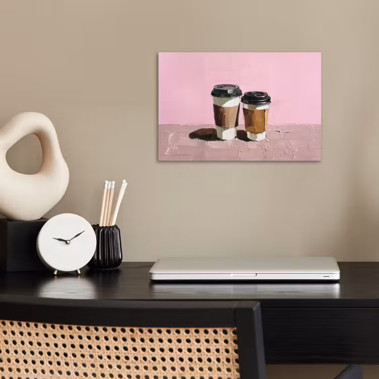 Poster – Koffiebekers - Deksel - Verf - Textuur — 2
