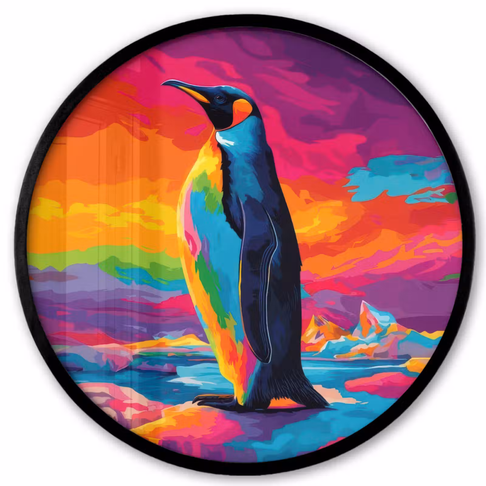 Ronde fotolijst - Ijsschots - Pinguïn - Abstract - Lucht — 1