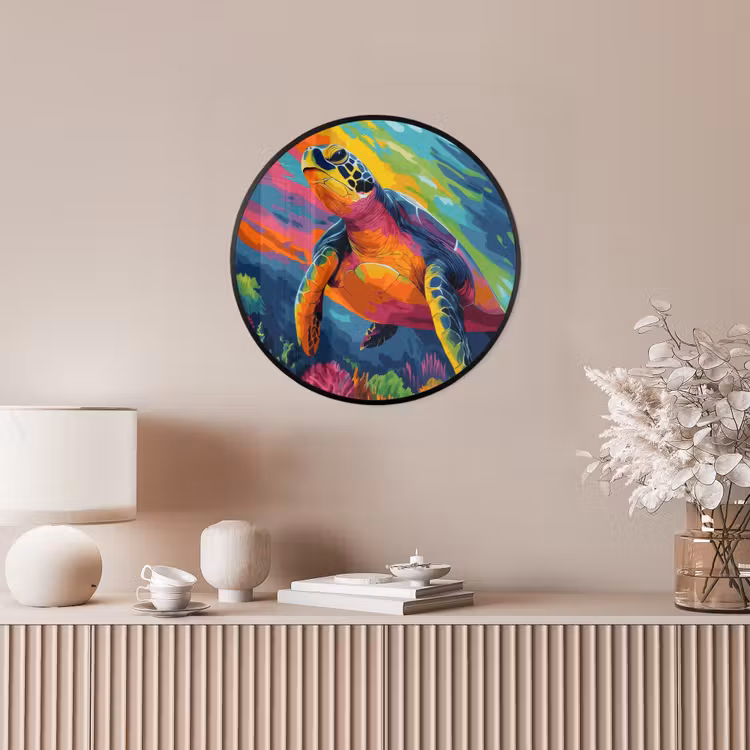 Ronde fotolijst - Koraal - Schildpad - Abstract - Water — 5