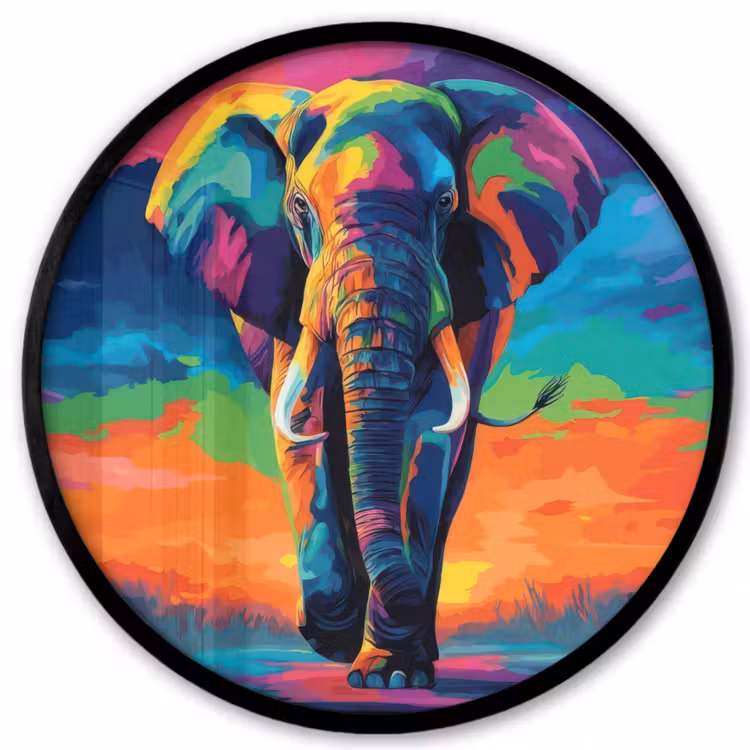 Ronde fotolijst - Olifant - Kleurrijk - Lucht - Abstract — 1