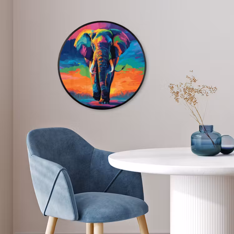 Ronde fotolijst - Olifant - Kleurrijk - Lucht - Abstract — 4