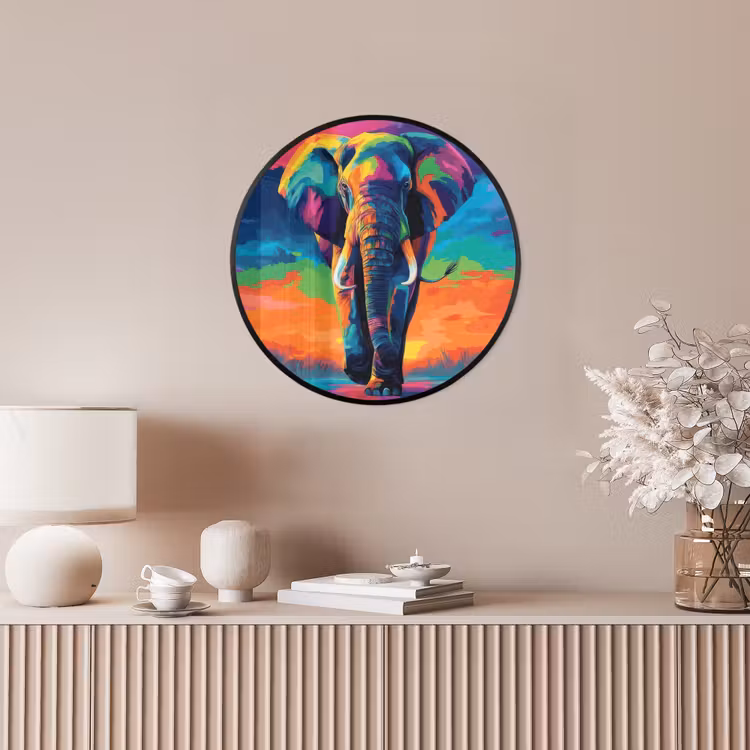 Ronde fotolijst - Olifant - Kleurrijk - Lucht - Abstract — 5