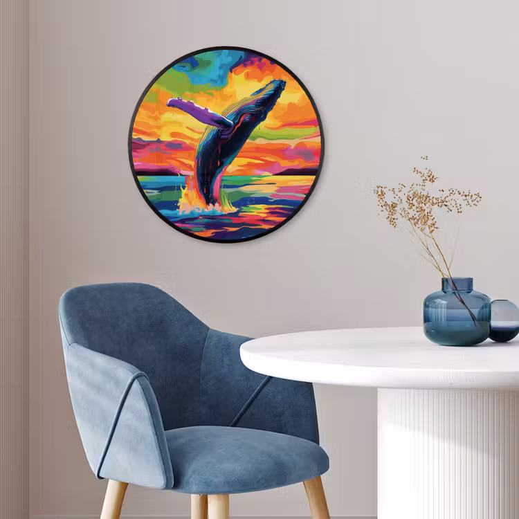 Ronde fotolijst - Zonsondergang - Walvis - Geschilderd - Kleurrijk — 4