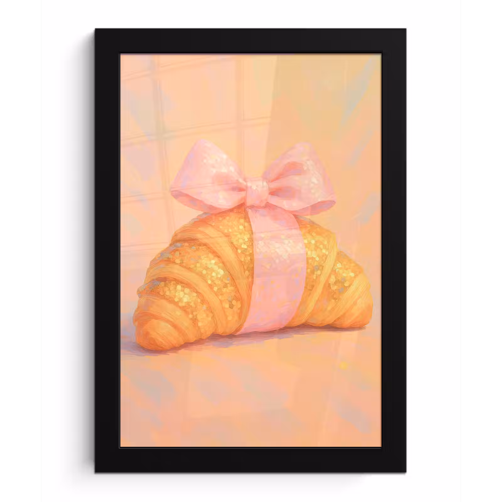 Poster met lijst - Croissant - Strik - Roze — 1