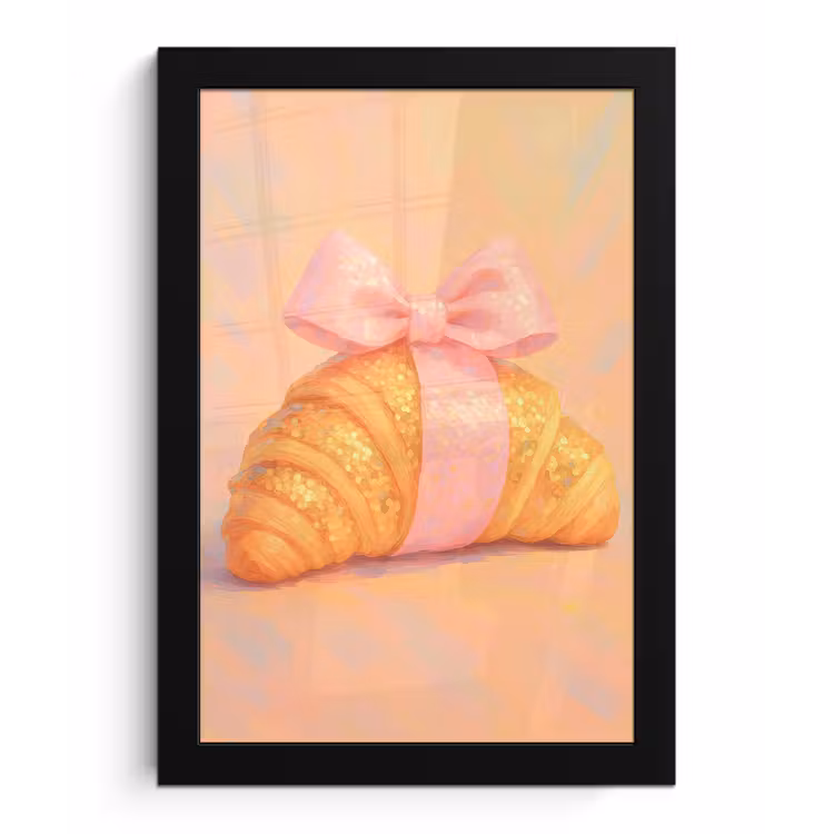 Poster met lijst - Croissant - Strik - Roze — 1