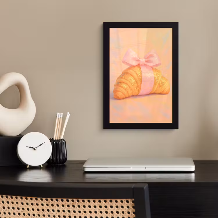 Poster met lijst - Croissant - Strik - Roze — 2