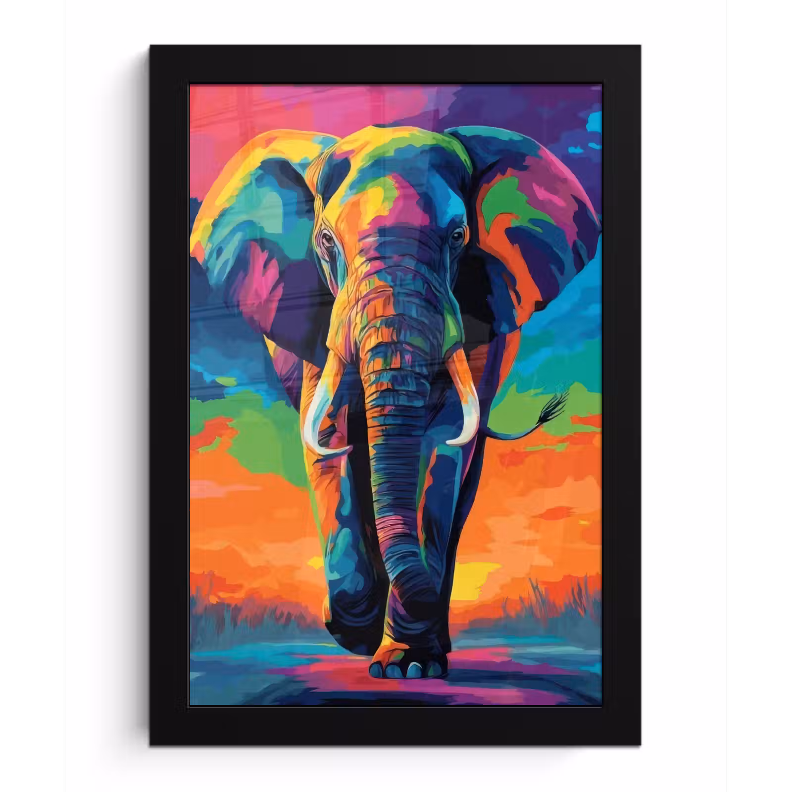 Poster met lijst - Olifant - Kleurrijk - Lucht - Abstract — 1