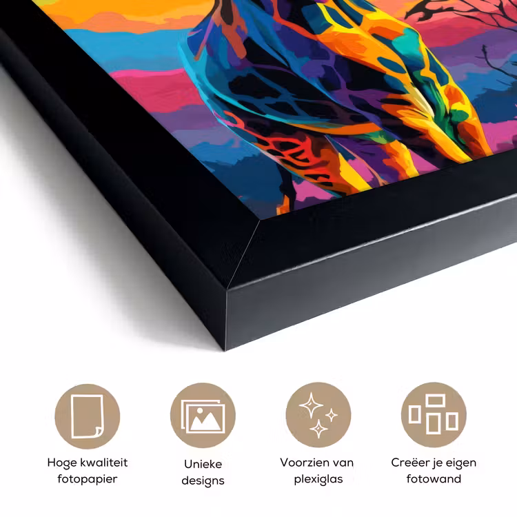 Poster met lijst - Giraffe - Savanna - Lucht - Gekleurd — 6