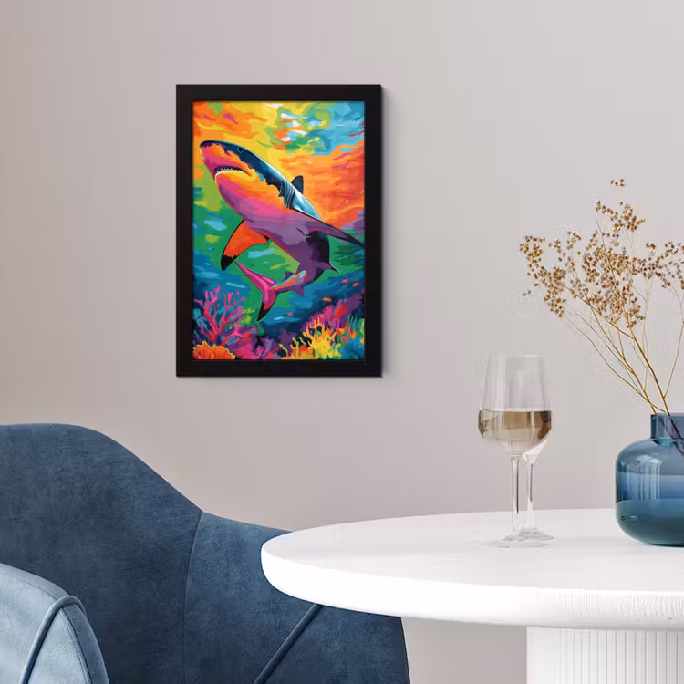 Poster met lijst - Haai - Koraalrif - Abstract - Kleurrijk — 4