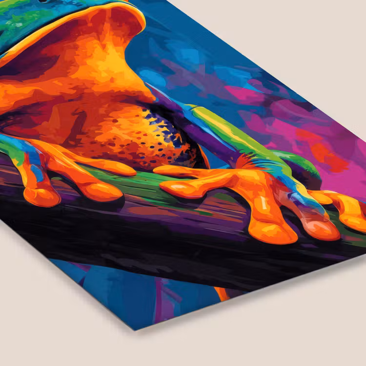 Poster met lijst - Kikker - Felgekleurd - Tak - Regenboog — 7