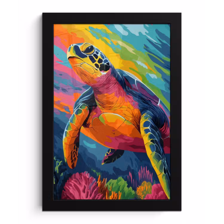 Poster met lijst - Koraal - Schildpad - Abstract - Water — 1