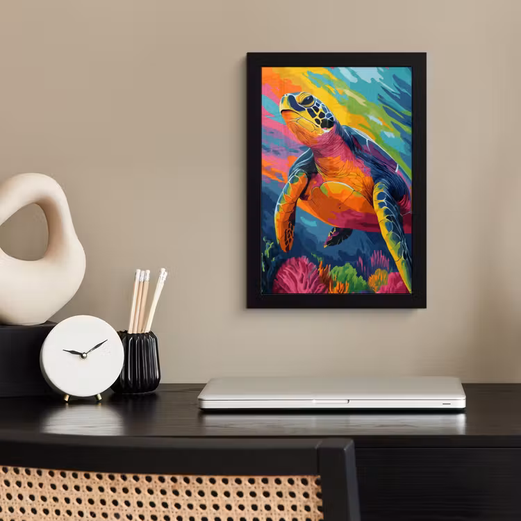 Poster met lijst - Koraal - Schildpad - Abstract - Water — 2