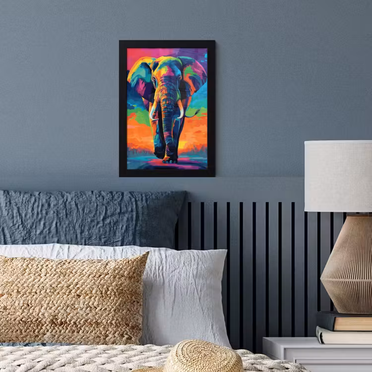 Poster met lijst - Olifant - Kleurrijk - Lucht - Abstract — 3