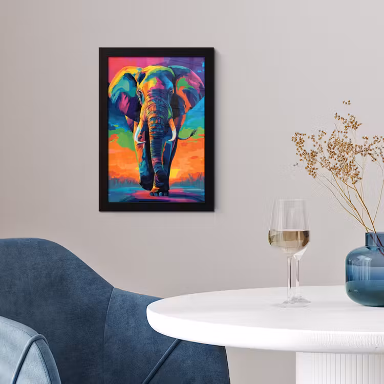 Poster met lijst - Olifant - Kleurrijk - Lucht - Abstract — 4