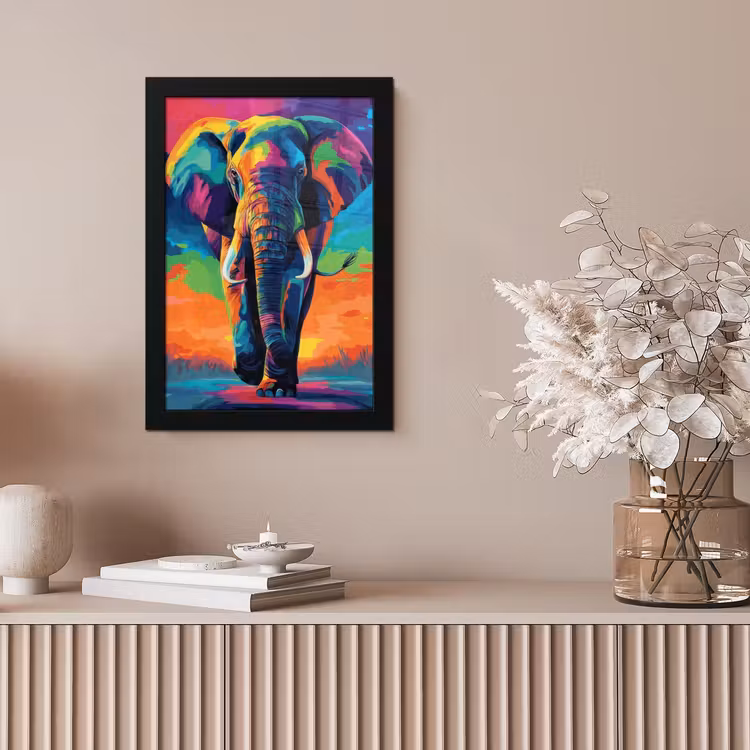 Poster met lijst - Olifant - Kleurrijk - Lucht - Abstract — 5