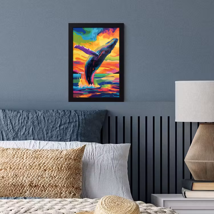 Poster met lijst - Zonsondergang - Walvis - Geschilderd - Kleurrijk — 3