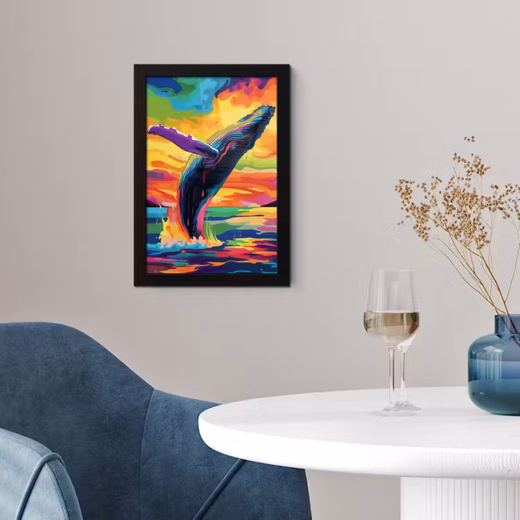 Poster met lijst - Zonsondergang - Walvis - Geschilderd - Kleurrijk — 4