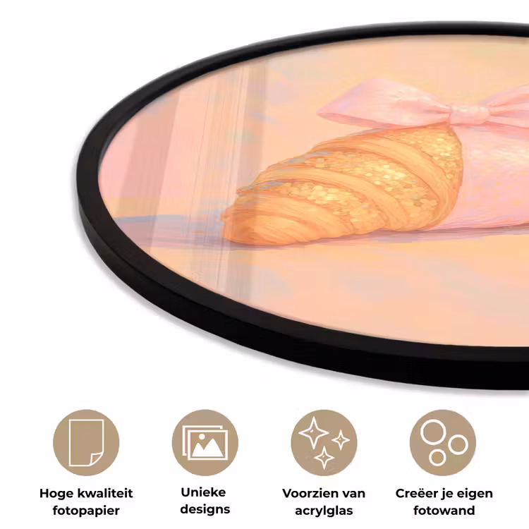 Ronde fotolijst - Croissant - Strik - Roze — 2