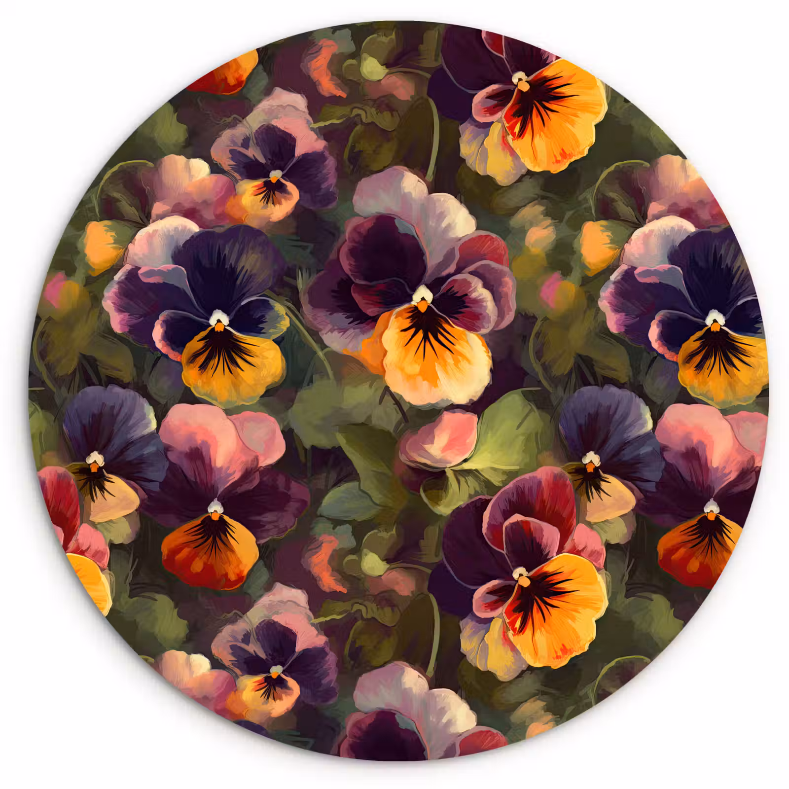 Muurcirkel glas - Warm - Patroon - Penseel - Viooltjes — 1
