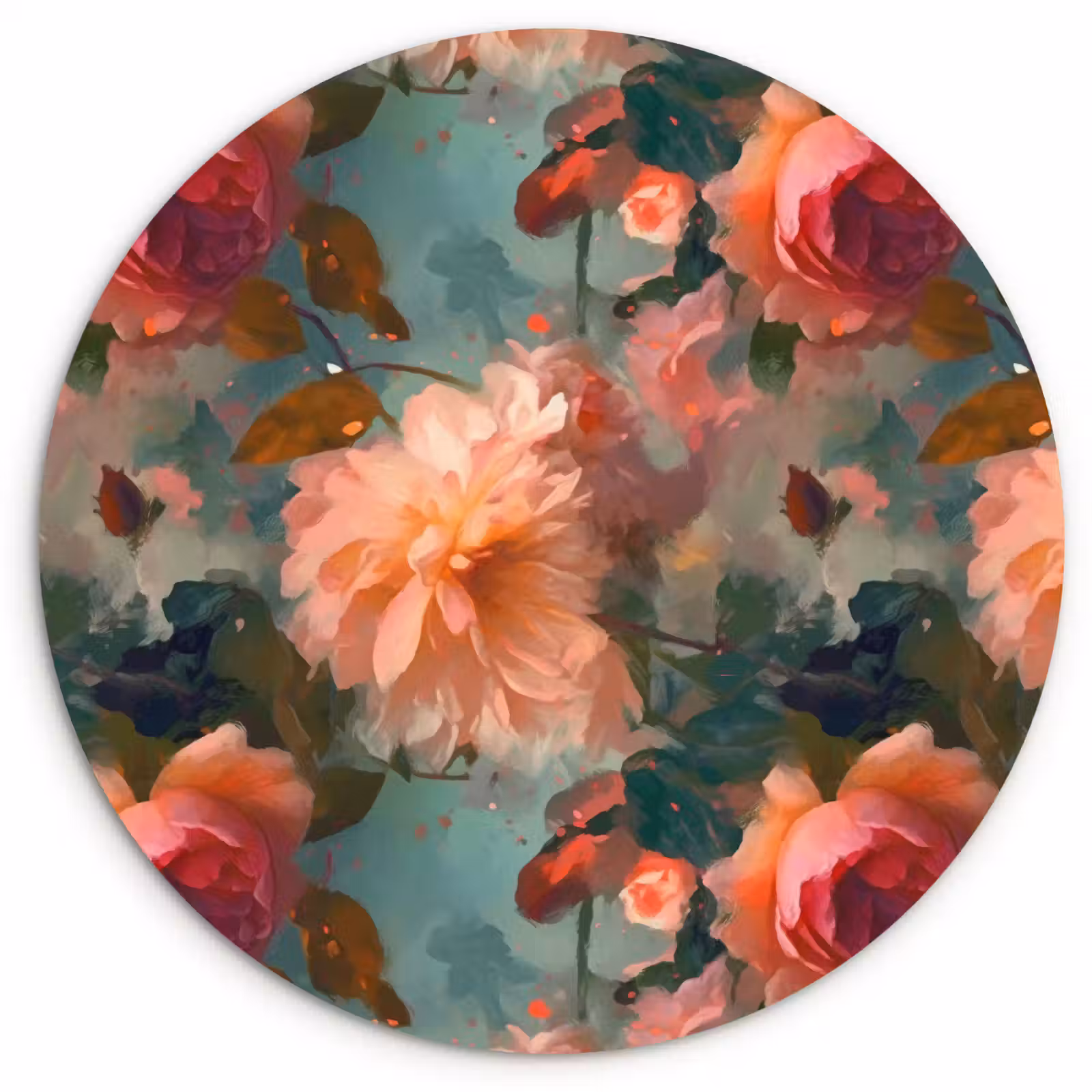 Muurcirkel glas - Roze - Patroon - Bloemen — 1